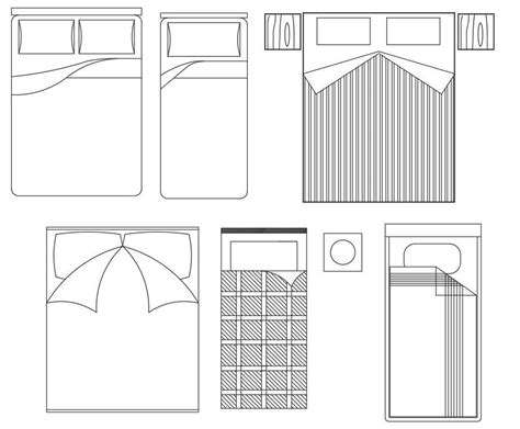 Six different types of Bed block design drawing blocks are given in ...