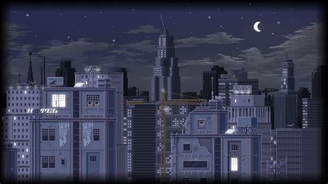 pixels, pixel art, pixelated, cityscape, building, skyscraper, starry ...