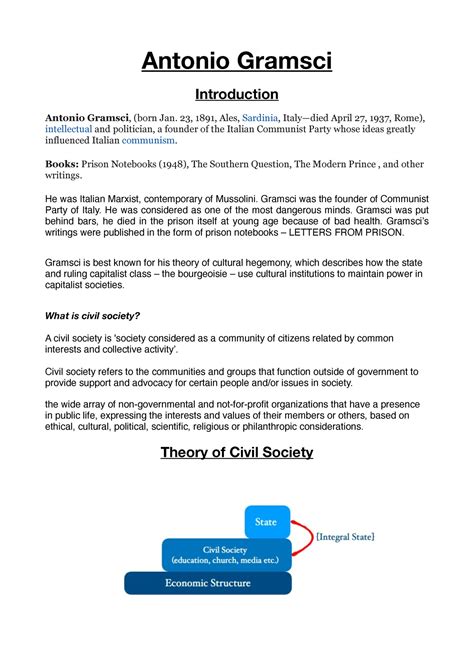 Antonio Gramsci - Theory of civil society and Theory of Hegemony ...