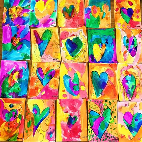 Kids Heart Art Project Valentine Art Projects Heart Art Lesson - Riset