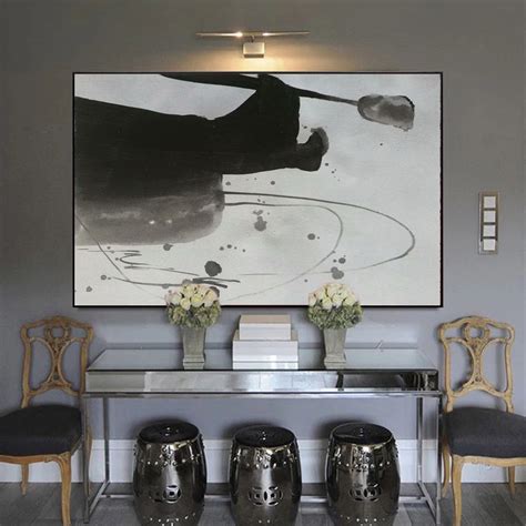 Black abstract oil painting, large oil painting L46 – LargeArtCanvas