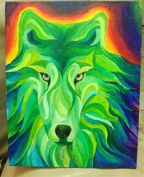 Colorful wolf acrylic painting | Painting, Acrylic painting, Art