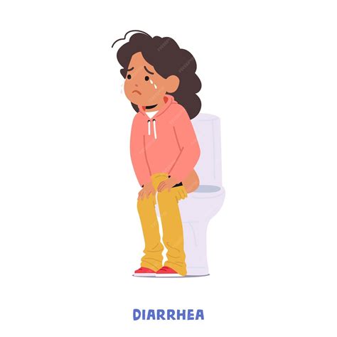 Premium Vector | Child girl character with diarrhea is common condition characterized by ...