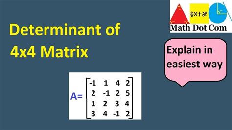 How to Find the Determinant of a 4x4 Matrix | Matrices | Math Dot Com ...