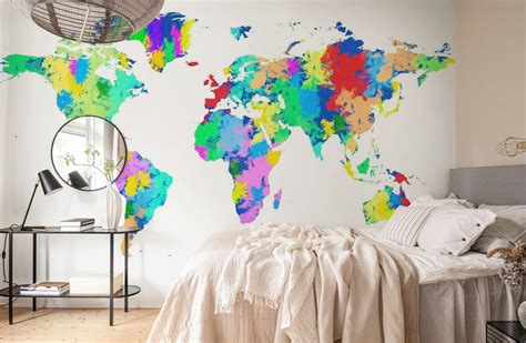 World Map Watercolor Wallpaper | Buy Online at Happywall