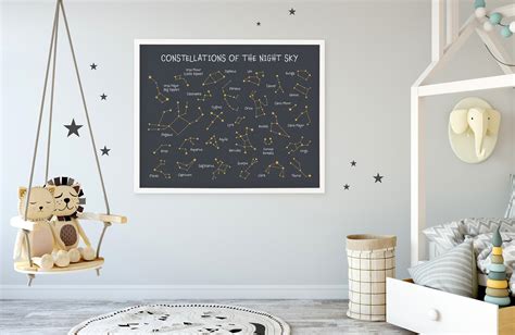 Constellation Poster, Star Map Print Outer Space Decor, Kids ...