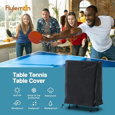 FlyLemon Table Tennis Table Cover, 210D Heavy-Duty Weatherproof Outdoor Ping Pong Table Cover ...