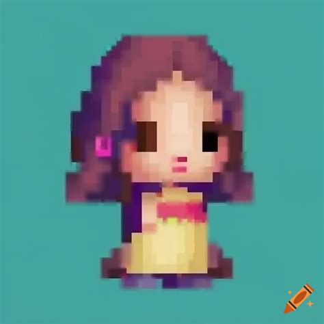 Abstract pixelated girl with a cute computer in a ghibli-inspired color scheme on Craiyon