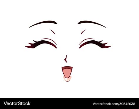 Happy anime face manga style closed eyes Vector Image