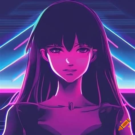 Synthwave anime girl on Craiyon