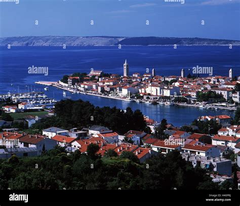 Croatia, island Rab, Rab, town overview, harbour, coast Stock Photo - Alamy