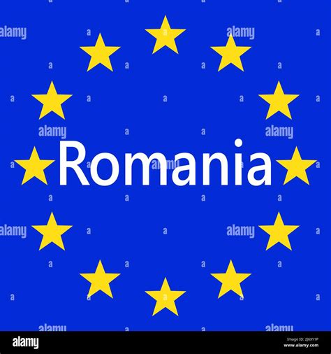 Flag of European Union with Romania. EU Flag. Country border sign of ...