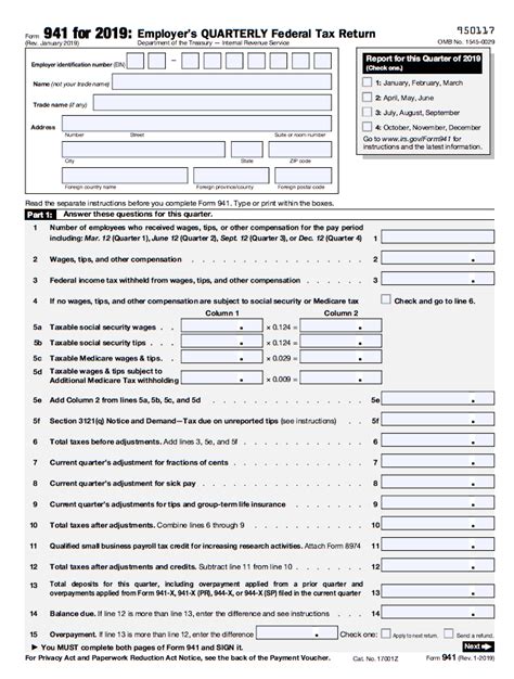 Form 941 Worksheet 1 Fillable Pdf - Printable Forms Free Online