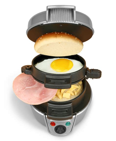 Quick Breakfast Sandwich Burger Muffin Maker Eggs Cheese Press Iron Grills | eBay