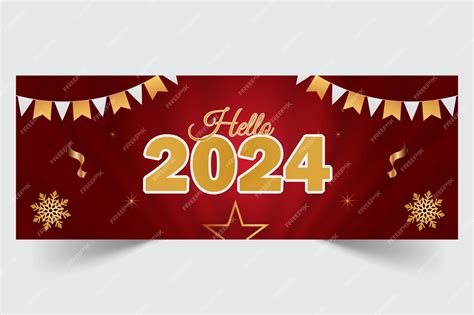 Premium Vector | New Year 2024 Facebook Cover Design Template