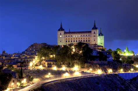 spain, Houses, Palace, Night, Street, Lights, Royal, Palace, Alcazar ...