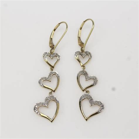 10kt Gold 2.8g Pair Of Heart Shaped Earrings With Small Diamond Accents | Property Room