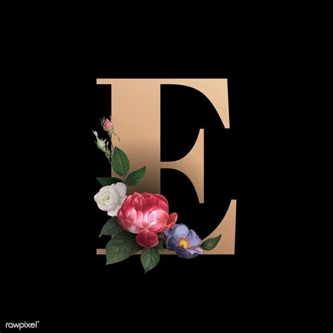 Classic and elegant floral alphabet font letter E vector | free image by rawpixel.com ...