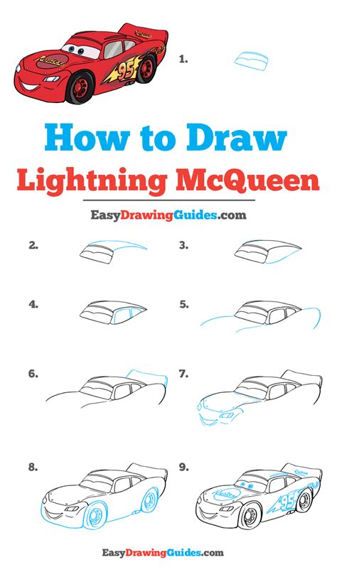 How to Draw Lightning McQueen - Really Easy Drawing Tutorial | Drawing ...