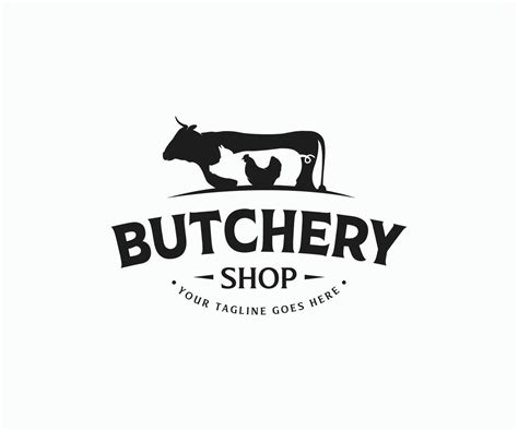 Vintage Butchery Logo. Retro Styled Meat Shop Emblem. Butcher Shop Logo. Meat Label Template ...