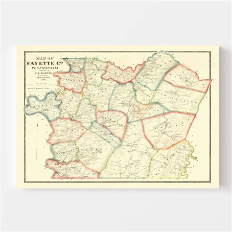 Vintage Map of Fayette County, Pennsylvania 1865 by Ted's Vintage Art