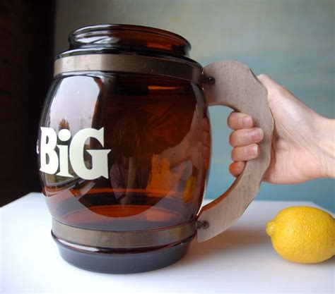 THINK BIG. Giant Vintage Novelty Beer Mug. Brown Glass