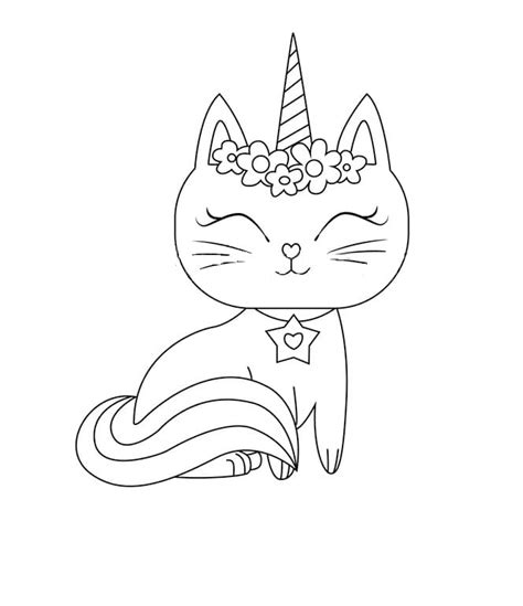 Unicorn Kitty Coloring Page - Free Printable Coloring Pages for Kids