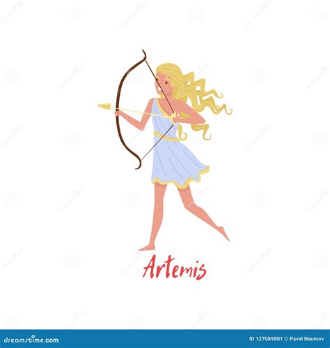 Cartoon Artemis Greek Goddess Vector Illustration | CartoonDealer.com #146306002