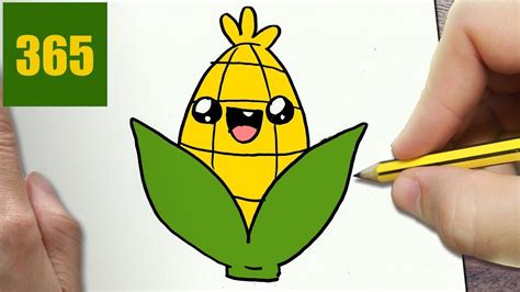 HOW TO DRAW A CORN CUTE, Easy step by step drawing lessons for kids | Drawing lessons for kids ...