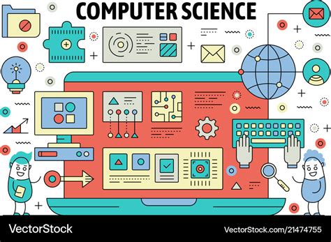 Thin line computer science poster banner Vector Image