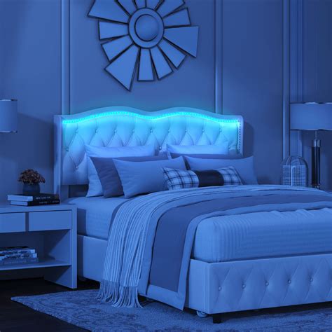 Elegant Design Queen Size Platform Bed with LED Lights and 4 Drawers - Bed Bath & Beyond - 39316533