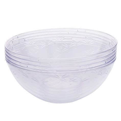 5 Disposable Salad Bowls Clear Hard Plastic Serving Bowls Soup BBQ ...