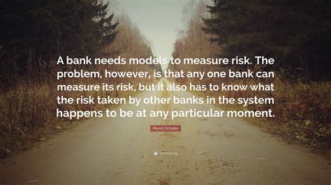 Myron Scholes Quote: “A bank needs models to measure risk. The problem, however, is that any one ...