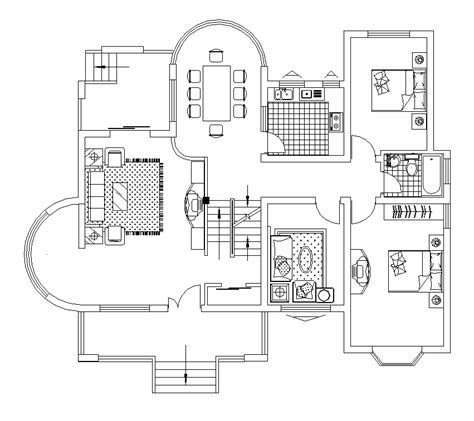 2D CAD House Floor Plan Layout - CADBlocksfree | Thousands of free CAD blocks