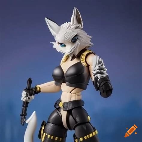 Articulated anthro female wolf action figure on Craiyon