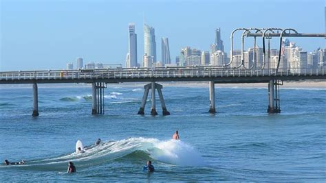 GOLD COAST - OCT 13 2014: Surfers In The Spit Beach.It Is A Very Popular Surfing Beach In ...