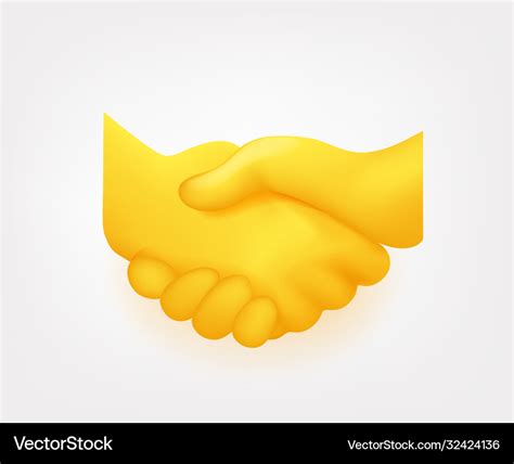 Men shaking hands emoji isolated on white Vector Image