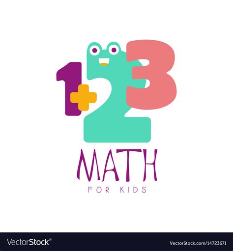 Math for kids logo symbol colorful hand drawn Vector Image