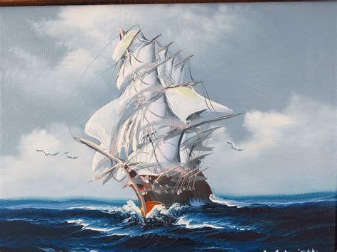 Clipper Ship Oil Painting C. Million Nautical Art Canvas Signed Framed ...