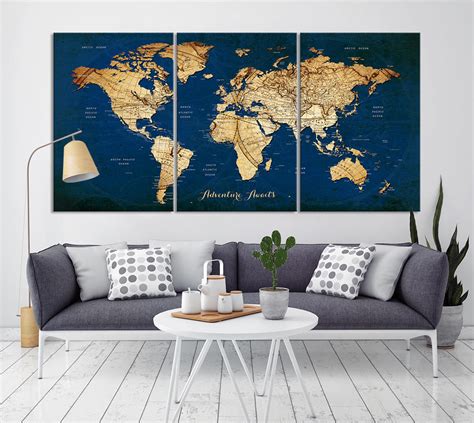 World Map Wall Art Canvas Print World Map Print Art Large | Etsy