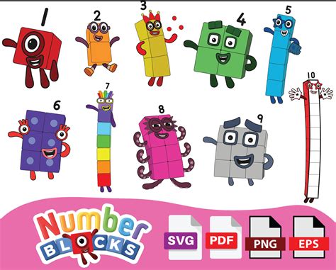 Number Blocks SVG Pack 1-10 Numberblocks SVG Png Pdf Eps Number Blocks ...