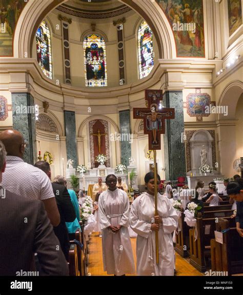 First Holy Communion ceremony for children at a Catholic Church in Brooklyn, New York Stock ...