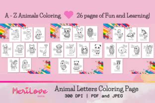 Animal Letters Coloring Pages for Kids Graphic by Merilove Digital · Creative Fabrica