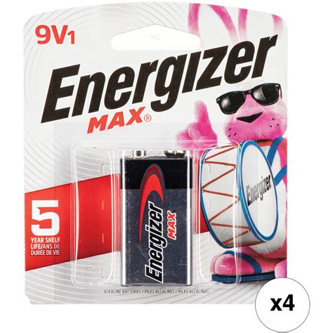 Energizer 9V Alkaline Battery (4-Pack) B&H Photo Video