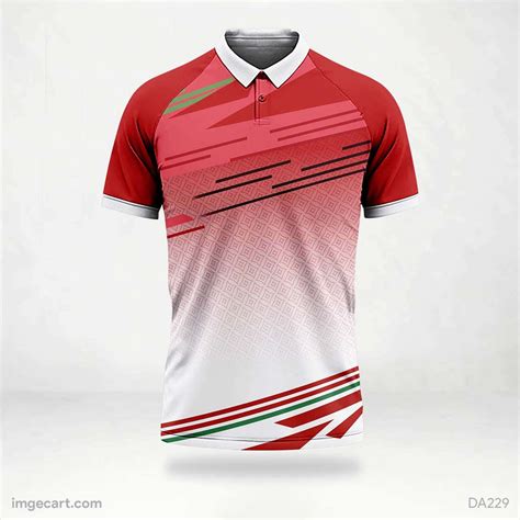 Cricket Jersey Design Red and White with lines - imgecart