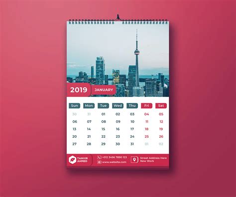 Wall Calendar 2019 | Free PSD Template | PSD Repo