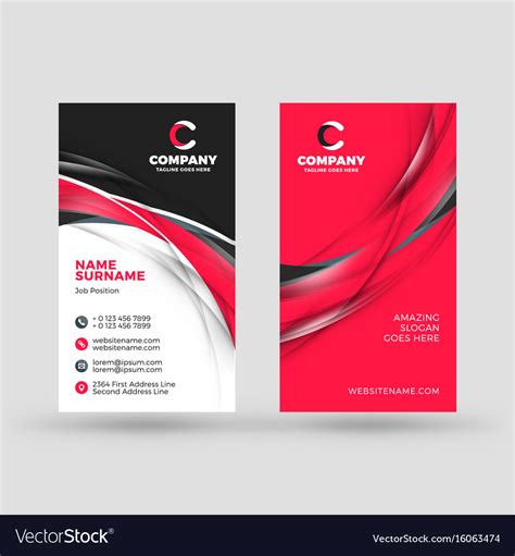 Vertical double-sided business card template Vector Image