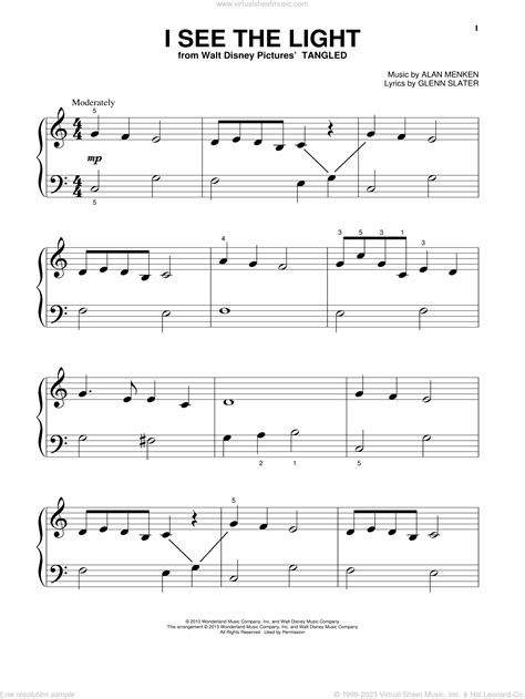 Slater - I See The Light (from Disney's Tangled) sheet music for piano ...