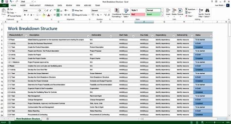 Excel Wbs Template Free - Printable Templates