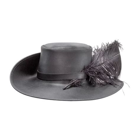 Leather Cavalier's Hat with Musket Bank and Removable Feather – Head'n Home